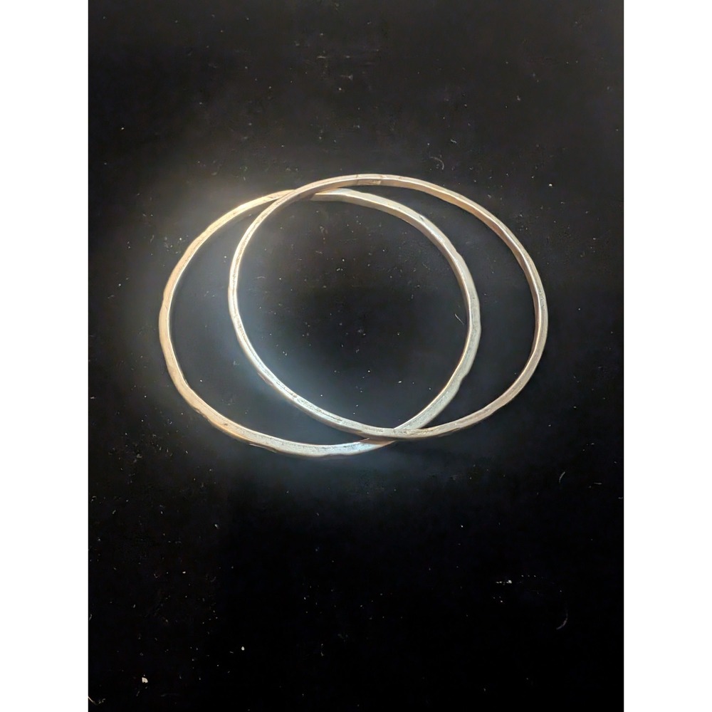 Sterling Silver Pair Of Bangle Bracelets Stackable 5In Wrist 20g